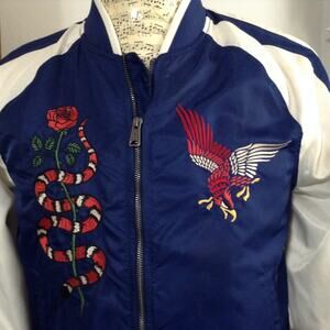 Gap California The Golden State Souvenir Bomber Jacket Navy Blue White Small S